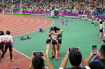 香港女子4X100米接力隊，在杭州亞運會得第四。